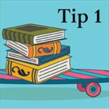 Books with the APA Style logo on top of a colorful skateboard on a blue background with the text Tip 1