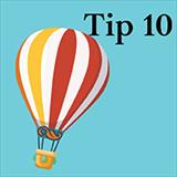 Blue background with text “Tip 10” and colorful flying hot air balloon with the APA Style logo