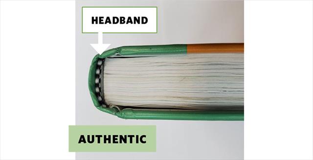 photo of the binding and headband of an authentic copy of the hardcover version of the APA Publication Manual, 7th edition