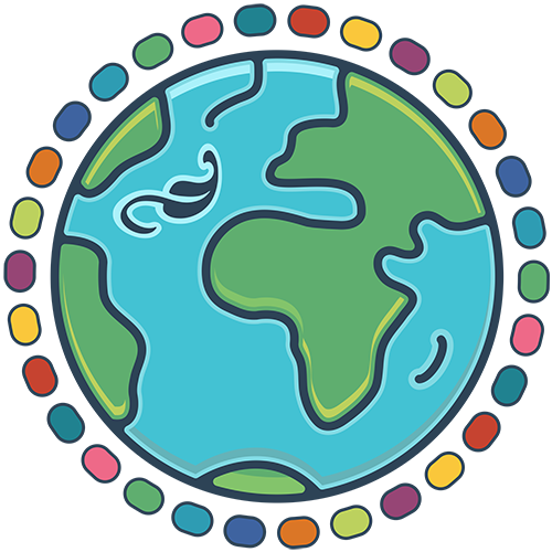 Illustration of a colorful globe