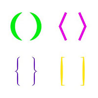 colorful illustration of parentheses and brackets