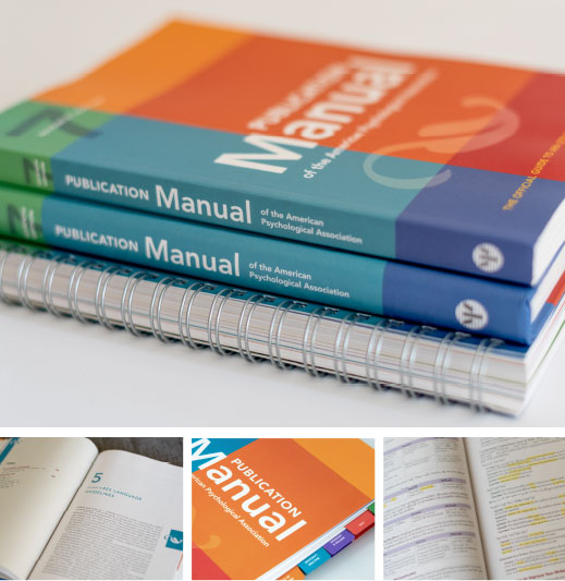 Collage showcasing the Publication Manual of the American Psychological Association, Seventh Edition