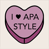 Illustration of a pink heart with the text I LOVE APA STYLE