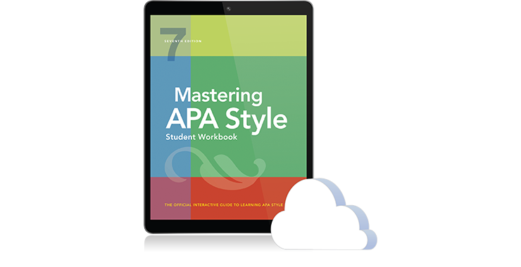 Mastering APA Style Student Workbook cover on tablet device