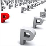 3D illustration of the letter P Standing out from the crowd