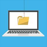 Illustration of hacker stealing sensitive data, personal information as passwords from a laptop useful for anti phishing and internet viruses campaigns