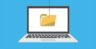 Illustration of a hacker stealing sensitive data, personal information as passwords from a laptop useful for anti phishing and internet viruses campaigns